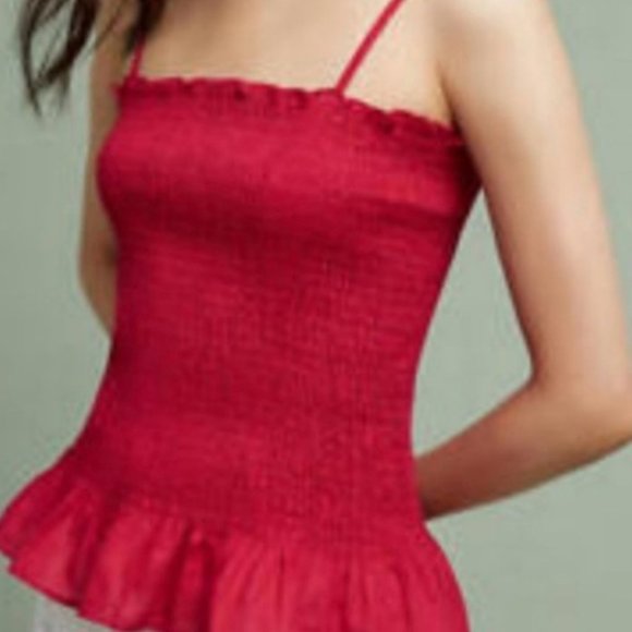 NWT Anthropologie Red Peplum Tank Top - Picture 3 of 13